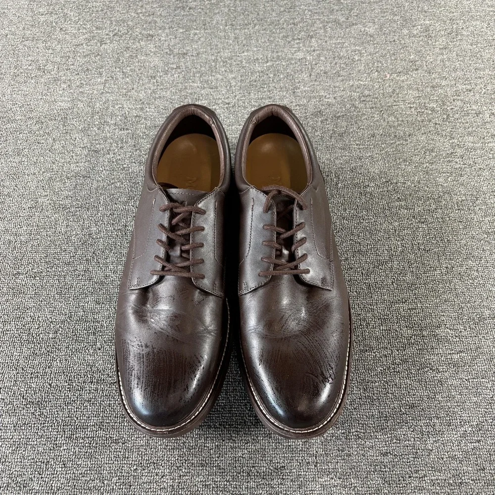 Mozo Shoes Mens Size 13 Brown Leather Slip Resistant Lace Up Work Sneakers